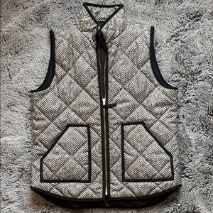 J. Crew Chevron Quilted Vest in Black and Cream